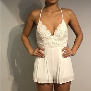 Star Spangled Ivory Backless Lace Romper